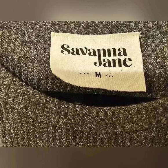 Savanna Jane Ribbed Knit Dress Women Medium Gray Floral Embroidered Boho - Picture 9 of 10